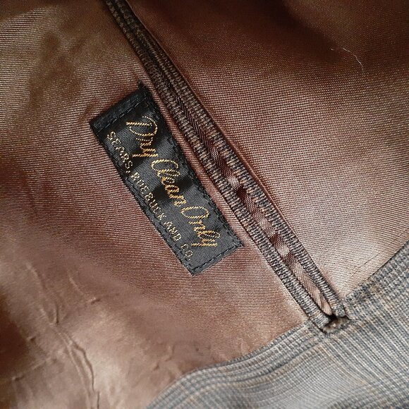 Vintage Brown Plaid Suit Jacket and Matching Vest Size 43 - Picture 6 of 14